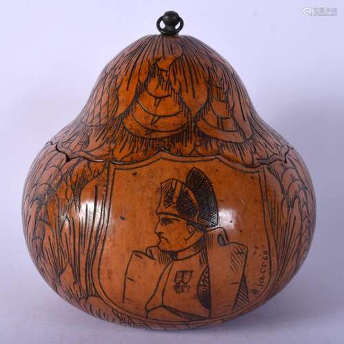 AN UNUSUAL EARLY 20TH CENTURY NAPOLEONIC CARVED SCRIMSHAW NU...