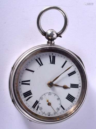 AN ANTIQUE SILVER POCKET WATCH. 171 grams. 5.5 cm wide.