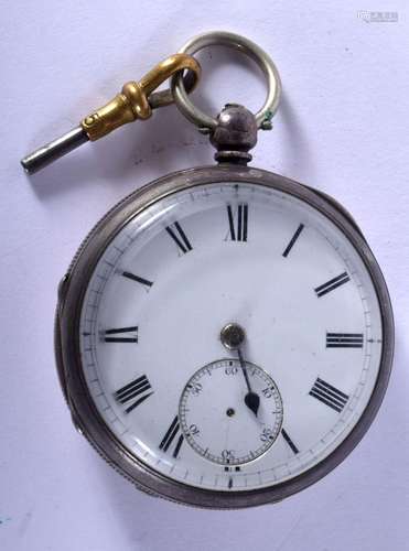 AN ANTIQUE SILVER POCKET WATCH. 128 grams. Birmingham 1883. ...