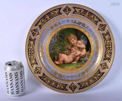 A FINE LARGE 19TH CENTURY VIENNA PORCELAIN CABINET PLATE pai...