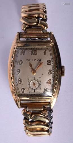 A VINTAGE BULOVA WRISTWATCH. 35.5 grams. 2.75 cm wide.