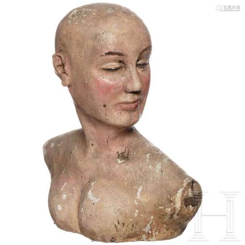 A North Austrian wooden female dummy head (mannequin), circa...