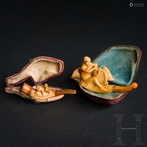 Two German meerschaum cigarette holders, circa 1900