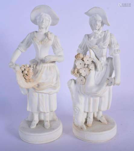 A PAIR OF 19TH CENTURY EUROPEAN PARIAN BISQUE GLAZED FIGURES...