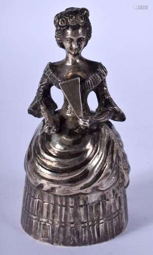 AN ANTIQUE SILVER FIGURE OF A FEMALE possibly a candle snuff...