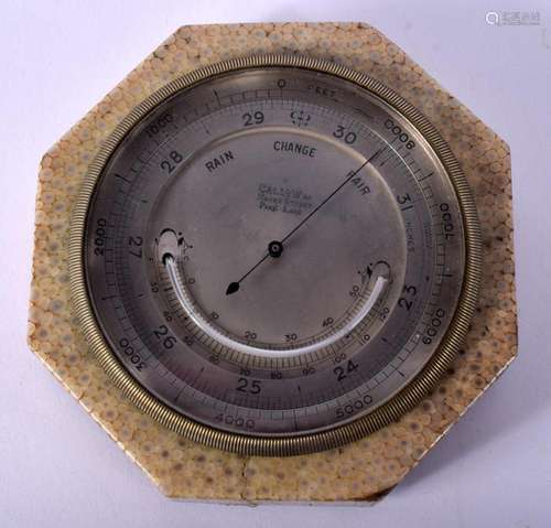 A RARE ANTIQUE SHAGREEN CASED CALLOW MOUNT STREET BAROMETER....