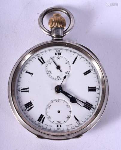 A SILVER POCKET WATCH. 91 grams. 4.5 cm wide.