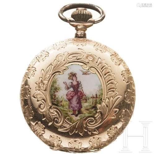 A gold and enamel lady's pocket watch, circa 1880