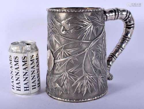 A VERY LARGE 19TH CENTURY CHINESE EXPORT SILVER TANKARD Qing...