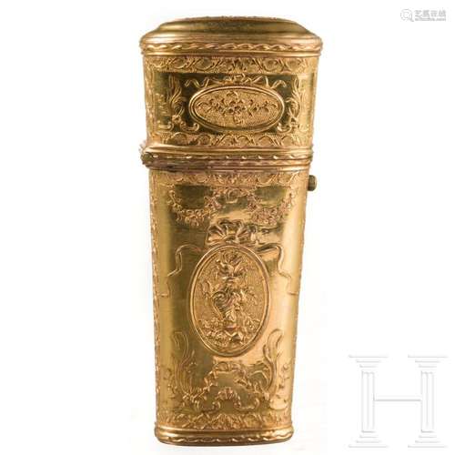 A gilt German container for sewing utensils, circa 1780