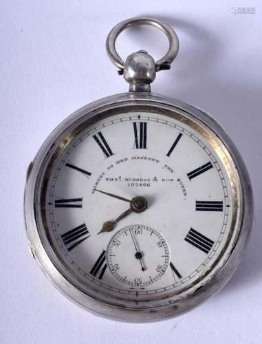 AN ANTIQUE SILVER POCKET WATCH. 166 grams. 5.5 cm wide.