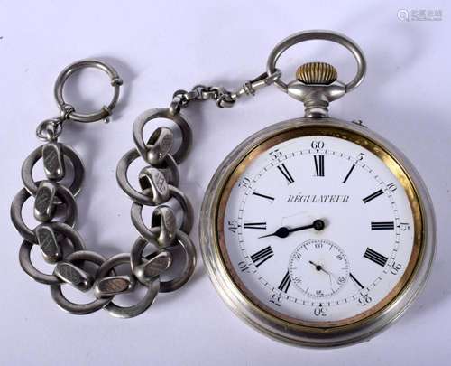 A LARGE ANTIQE GOLIATH SILVER PLATED POCKET WATCH. 540 grams...