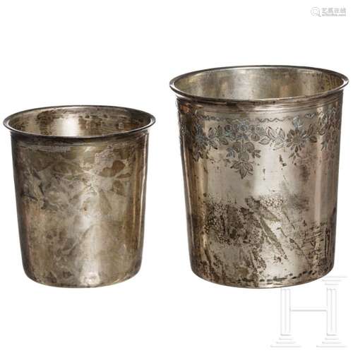 Two French silver beakers, Idris Tayyeb, circa 1810 and D&am...