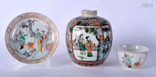 A 19TH CENTURY CHINESE FAMILLE VERTE PORCELAIN GINGER JAR to...