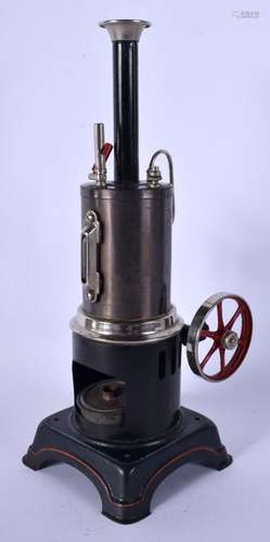 AN UNUSUAL VINTAGE TINPLATE COMBUSTION MODEL. 24 cm high.