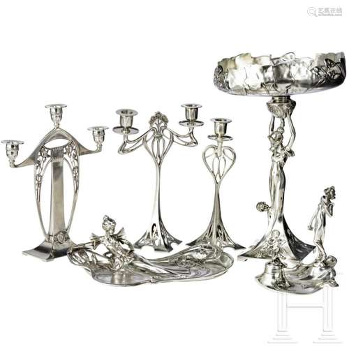 Six Art Nouveau items by "GSW"/"Achille Gamba...