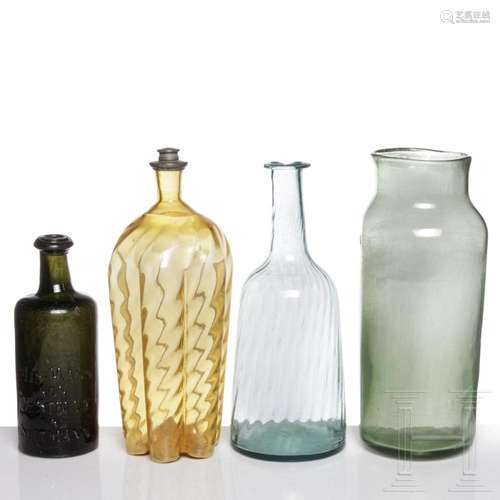 Four South German glass bottles, 19th century