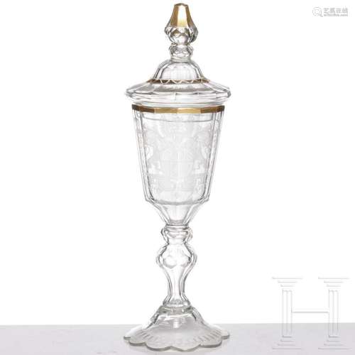 A glass goblet with cover, 18th century