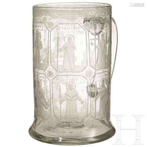 A German glass tankard, circa 1900