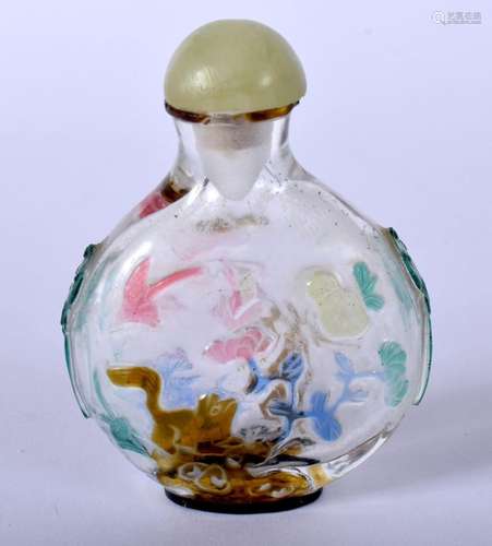 AN EARLY 20TH CENTURY CHINESE PEKING GLASS MULTI COLOUR SNUF...