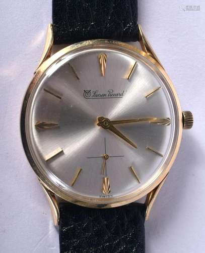 A 14CT GOLD LUCIEN PICARD WRISTWATCH. 24.4 grams. 3.5 cm wid...