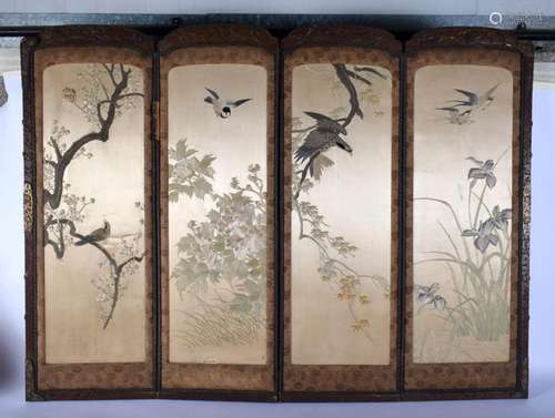 A LATE 19TH CENTURY JAPANESE MEIJI PERIOD EMBROIDERED SILK W...