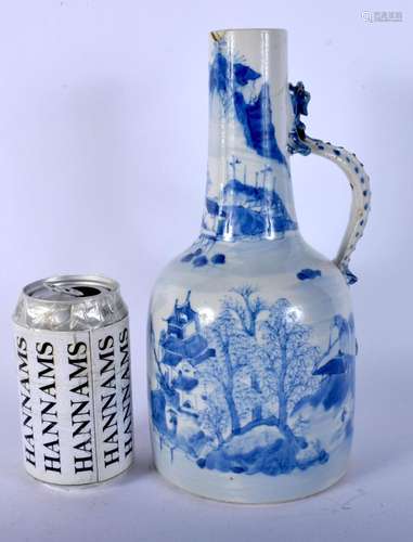 A LARGE 19TH CENTURY CHINESE BLUE AND WHITE PORCELAIN BOTTLE...