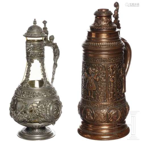 Two German historicism tankards, 19th century