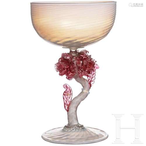 A Facon de Venice glass goblet, 20th century