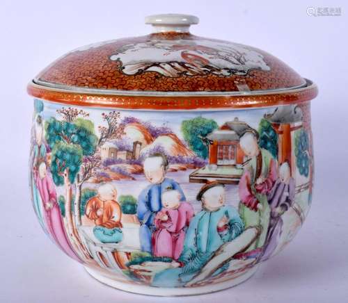 AN 18TH CENTURY CHINESE EXPORT MANDARIN PORCELAIN BOWL AND C...