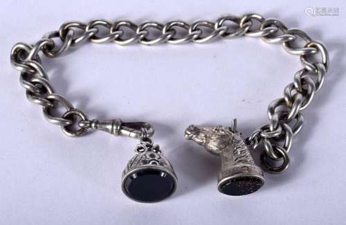 A 1920S CHARM BRACELET. 53 grams. Birmingham 1927. 26 cm lon...