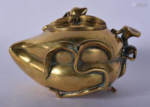 AN 18TH/19TH CENTURY CHINESE POLISHED BRONZE CENSER AND COVE...