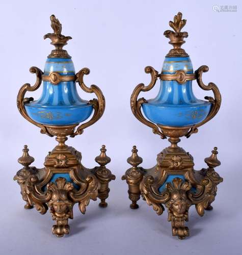 A PAIR OF LATE 19TH CENTURY FRENCH BRONZE AND SEVRES STYLE P...