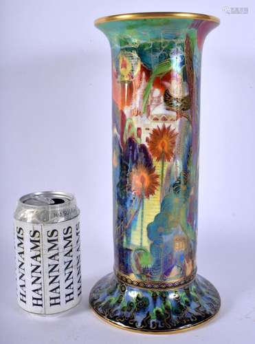 A FINE WEDGWOOD FAIRYLAND LUSTRE CYLINDRICAL VASE by Daisy M...