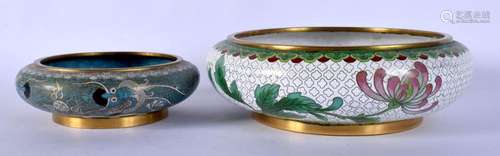 TWO EARLY 20TH CENTURY CHINESE CLOISONNE ENAMEL CENSERS Late...