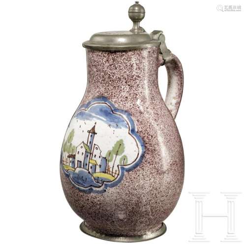 A German faience jug, circa 1800