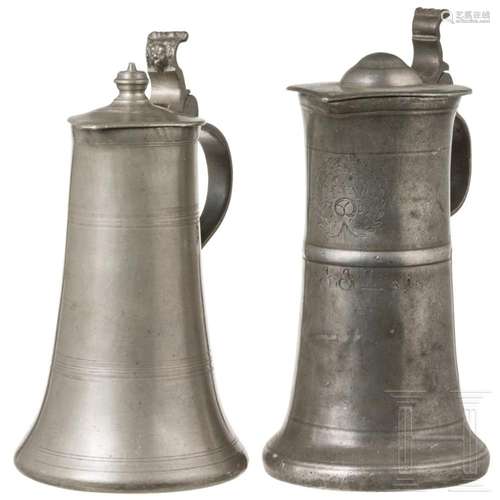 Two Swabian pewter jugs, 18th century