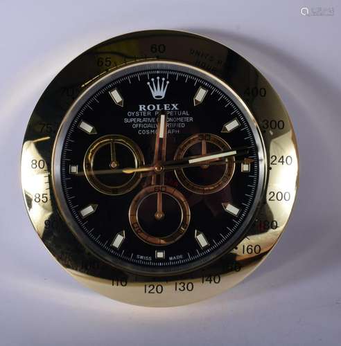 A ROLEX ADVERTISING DEALER DISPLAY HANGING WALL CLOCK. 30 cm...