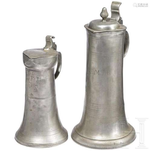 Two Swabian pewter jugs, 18th century