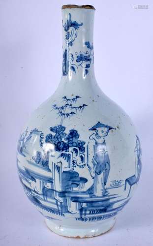 AN 18TH CENTURY DELFT BLUE AND WHITE TIN GLAZED VASE painted...