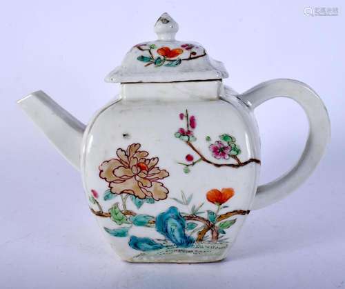 A CHINESE QING DYNASTY FAMILLE ROSE PORCELAIN TEAPOT AND COV...