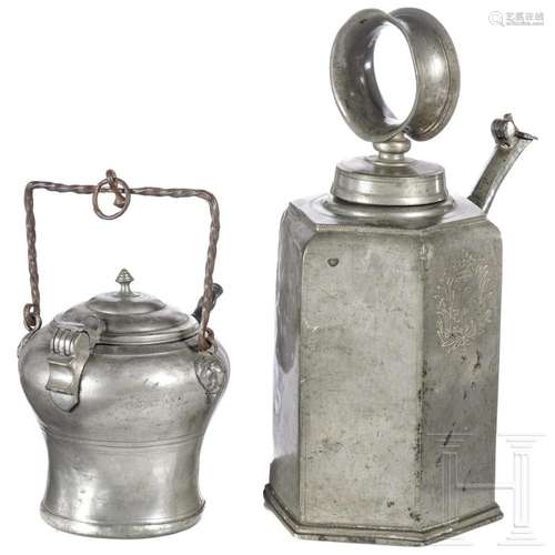 Two German and Swiss pewter vessels, 18th century