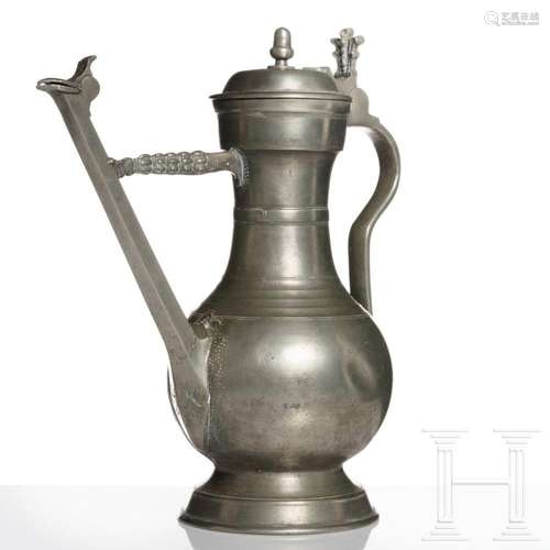 A Swiss pewter jug, mid-18th century