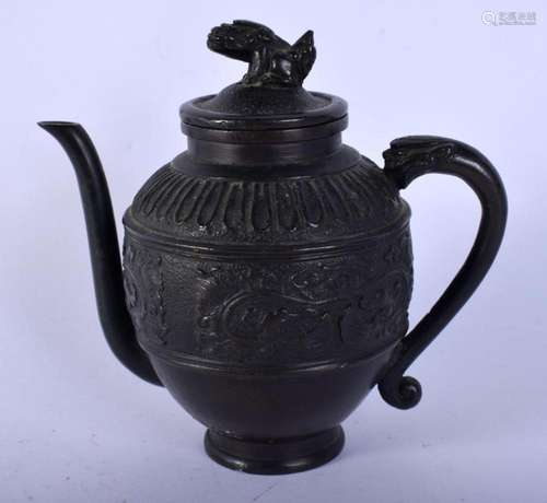 AN 18TH CENTURY CHINESE BRONZE TEAPOT AND COVER Qing, decora...