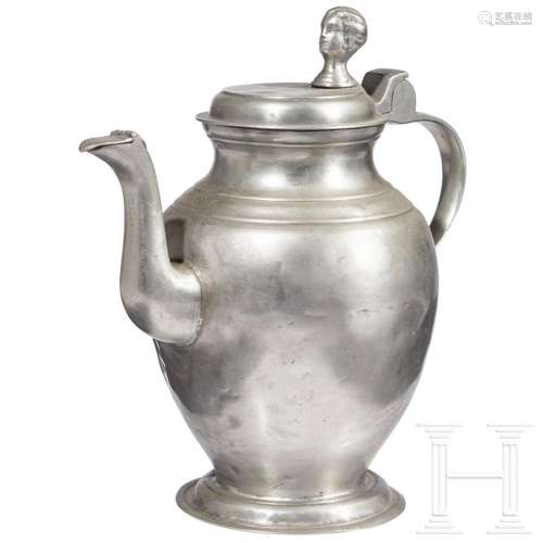 A large east Prussian pewter jug, Barunsberg (Braniewo), cir...