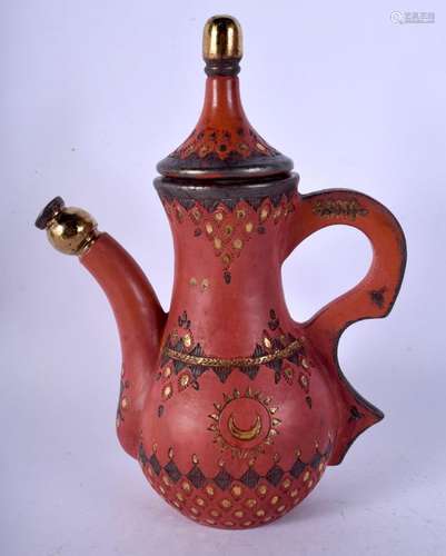 A TURKISH TOPHANE POTTERY COFFEE POT decorated with motifs. ...