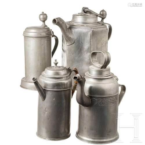 Four German pewter containers, 18th/19th century