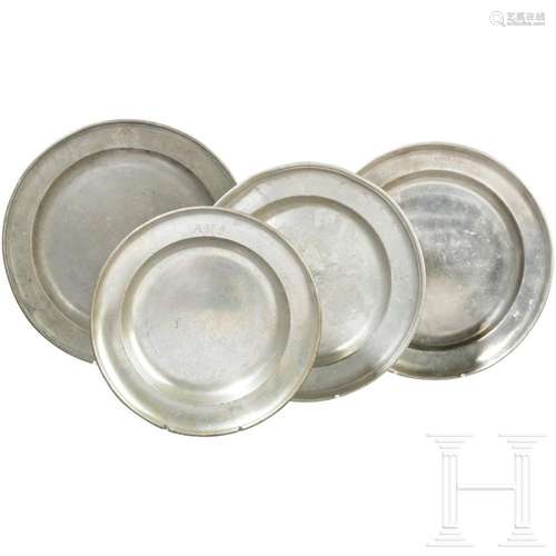 Four pewter plates, Germany, 2nd half of the 18th century