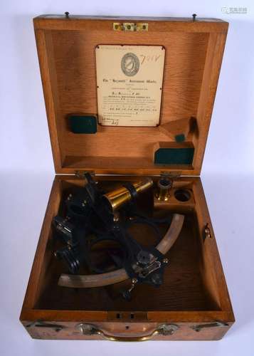 A BOXED HEATH VERNIER HEZZANITH SEXTANT. 24 cm x 24 cm.