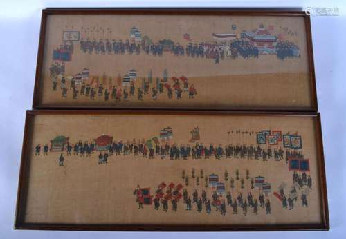 Chinese School (C1900) Pair, Watercolours on silk, Processio...